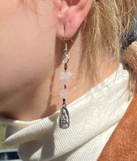 Rose Quartz Lady of Guadalupe Earring Set